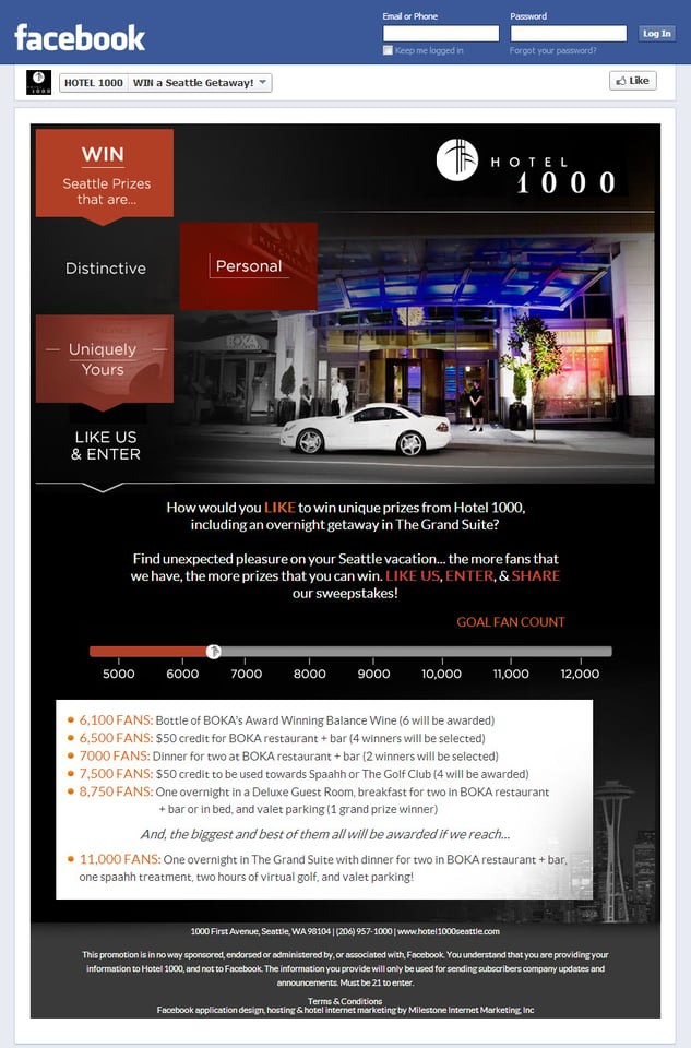 Hotel Social Media Competition Landing Page