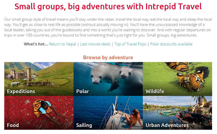 benefit driven copy intrepid travel