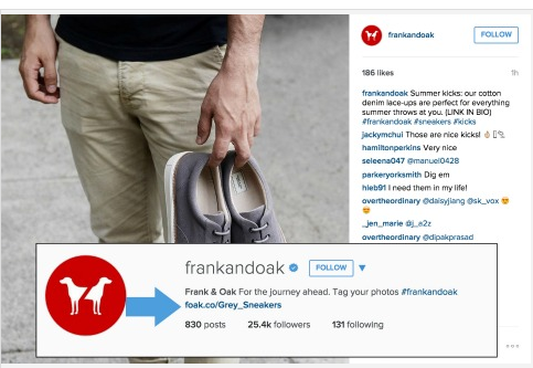 frank and oak instagram marketing