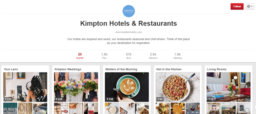 kimpton hotel has relevant pinterest pages