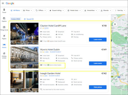 Google map hotel booking 